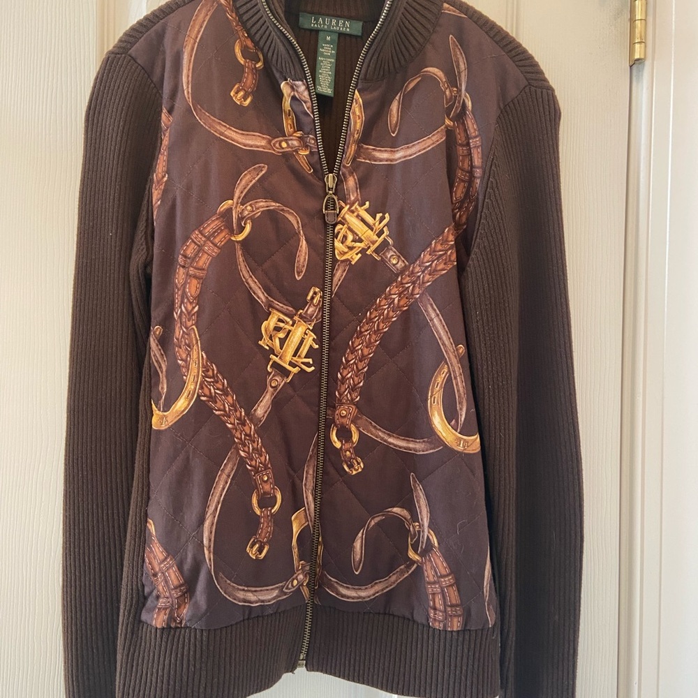 Ralph Lauren Brown and Gold Zip-Up Jacket